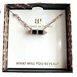 Bomb Party Untamed Necklace Whispered Growl Rhodium Plating Black Onyx CZ NEW